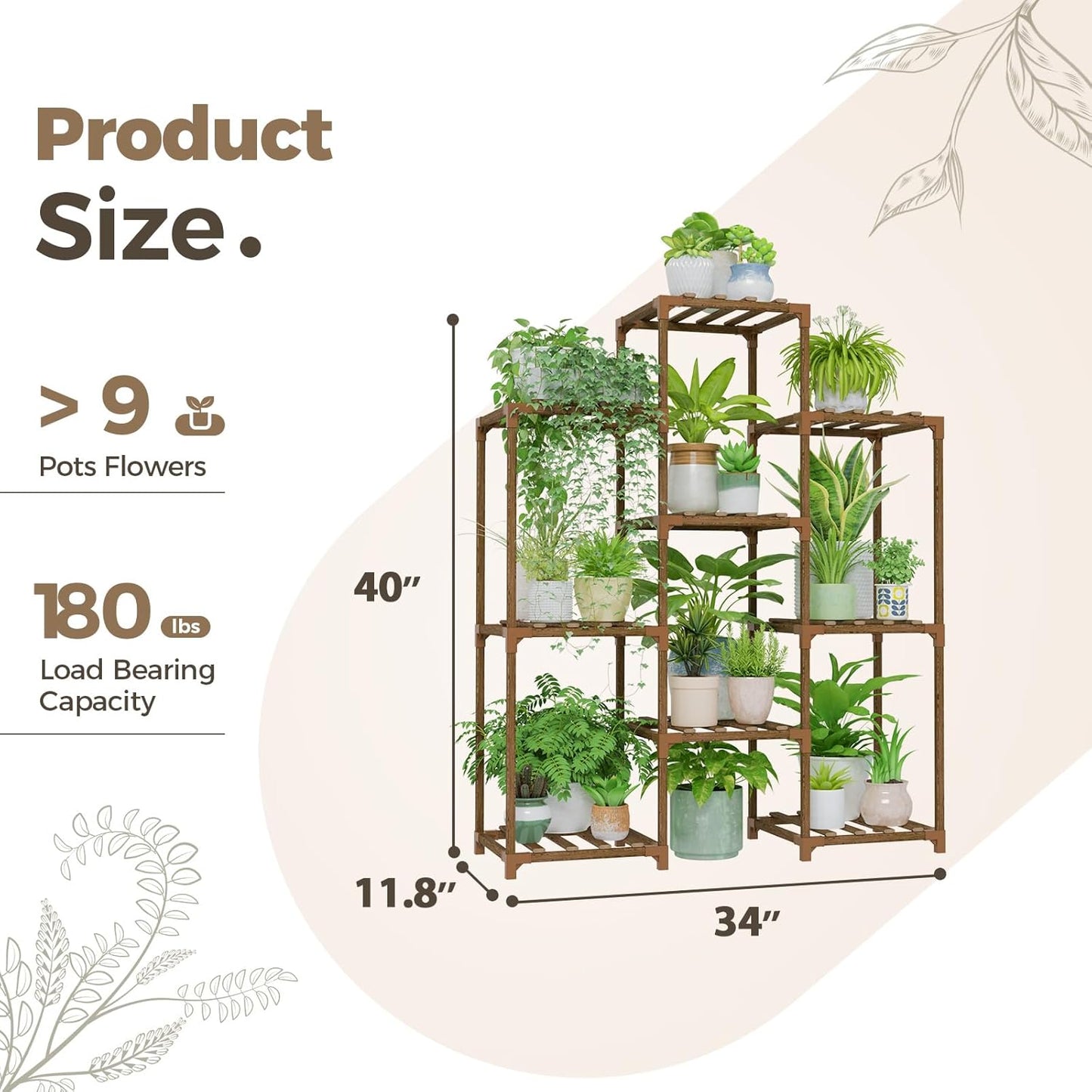 Plant Stand Indoor Plants Shelf Outdoor Wood Plant Rack for 4 Tiers Large Flower Stand for Multiple Plants Ladder Plant Holder for Living Room Boho Home and Gardening